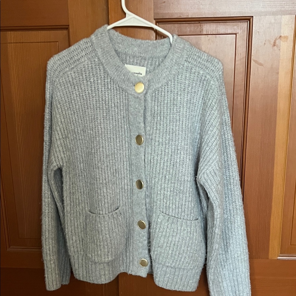 Abercrombie & Fitch Gray Cardigan Sweater